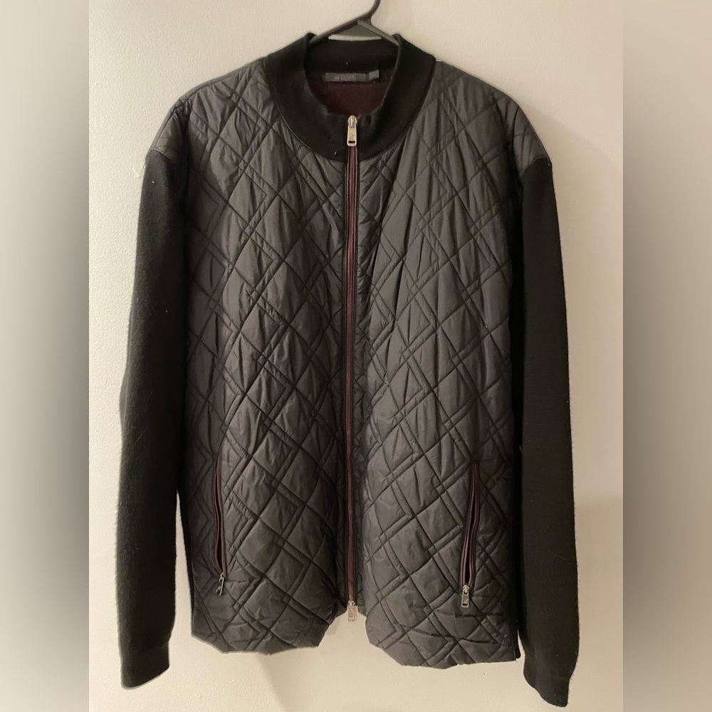 Raffi Men's Charcoal Quilted Puffer Jacket wool blend back and arms size XXL